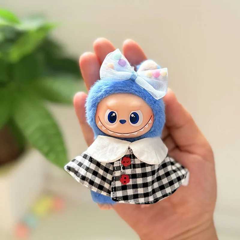 10cm Mini Labubu 40 Doll Clothes 4thGen PlaidCollar Shawl Clothes for Mini Labubu Accessories C250919