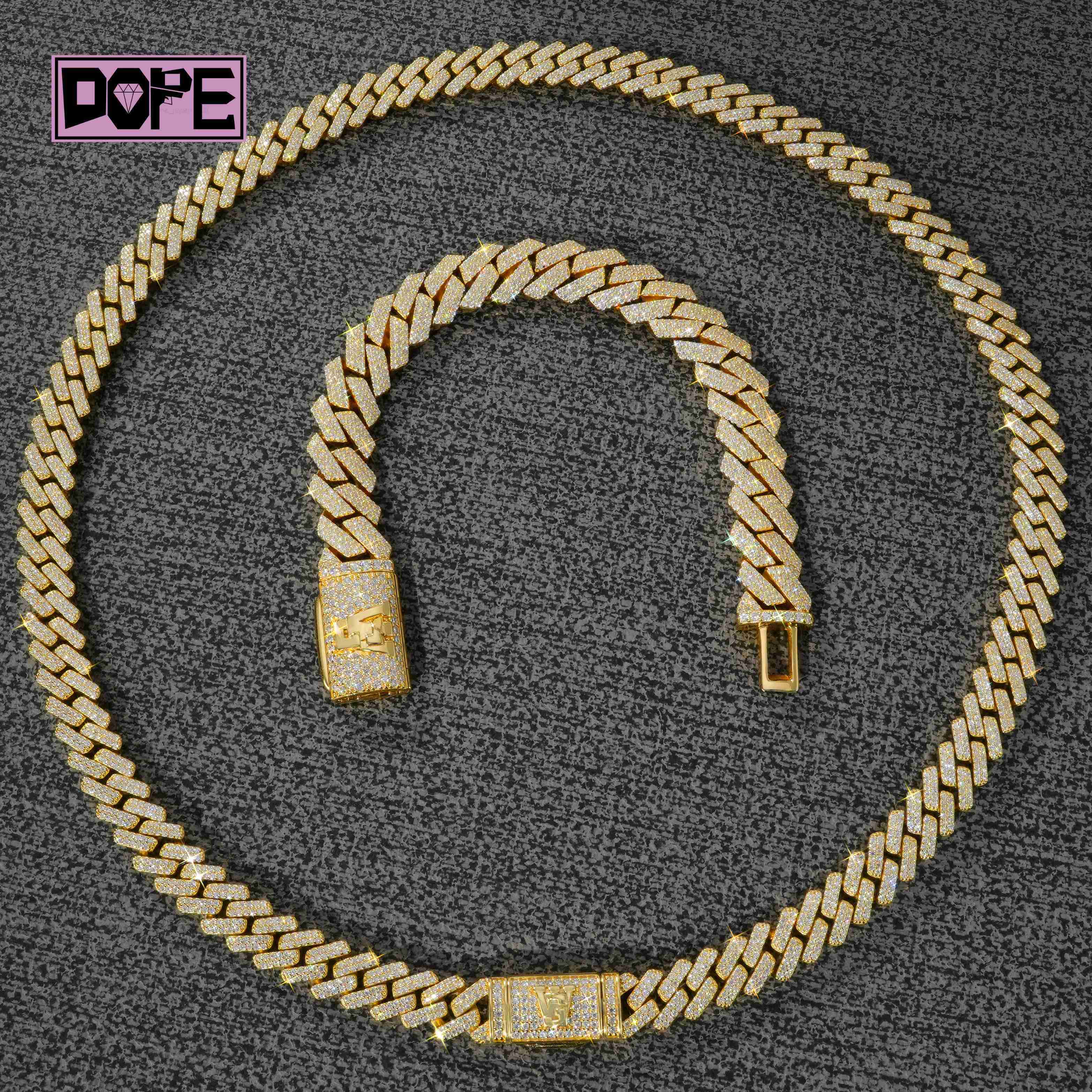 12mm Cuban Chain Sparkling Iced Out Men 925 Silver Real 18k Gold Vermeil VVS Moissanite Cuban Link Chain