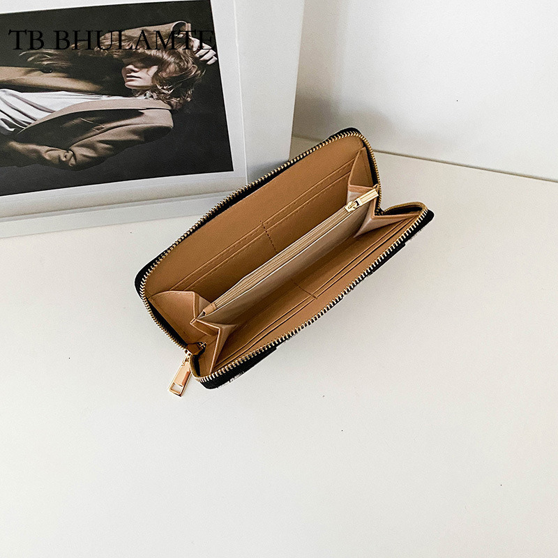 TB BHULAMTE Free Shipping New Zipper Clutch Large Capacity Cookie Print Design Large Cash Clip Designer Luxury Simple Color-block Women's Wallet 