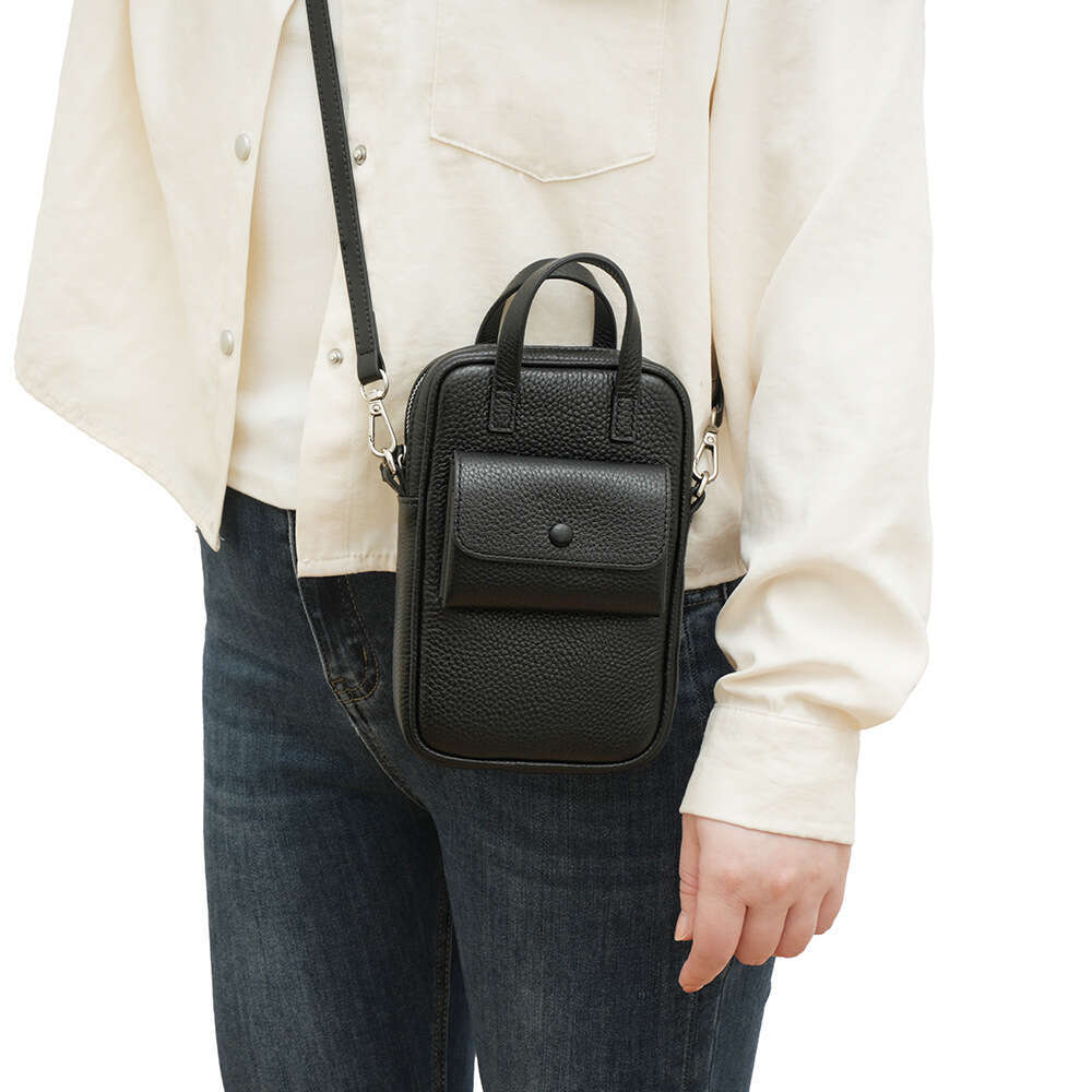 Genuine Leather for Women, Top Layer Cowhide, Vertical Large Capacity Handbag, Small Square Bag, Korean Style Single Shoulder Phone Crossbody Bag desi