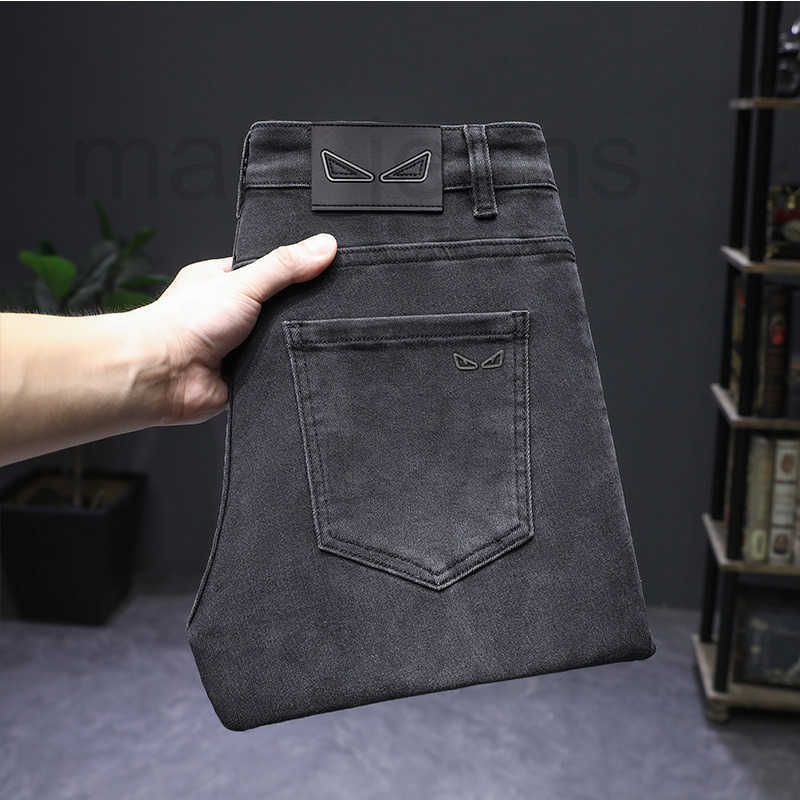 Men's Jeans Designer Guangzhou High-End European Style Gray Non-Staining Autumn Slim Fit Stretch Washed Small Straight-Leg Long Pants YCIF