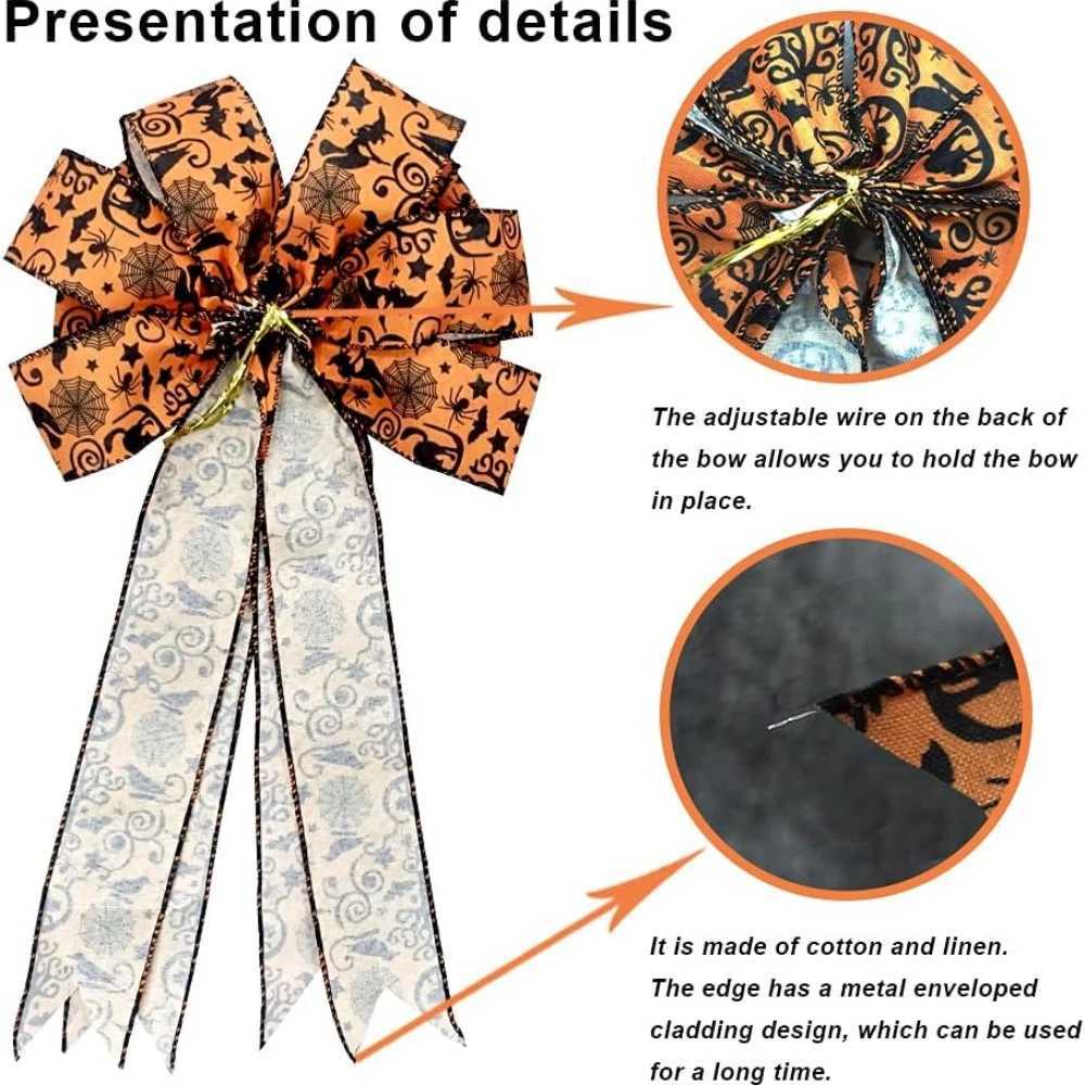 Large Bows for Wreath Halloween Burlap Bow with Spider Bats Black Orange IndoorOutdoor Decorations C250919