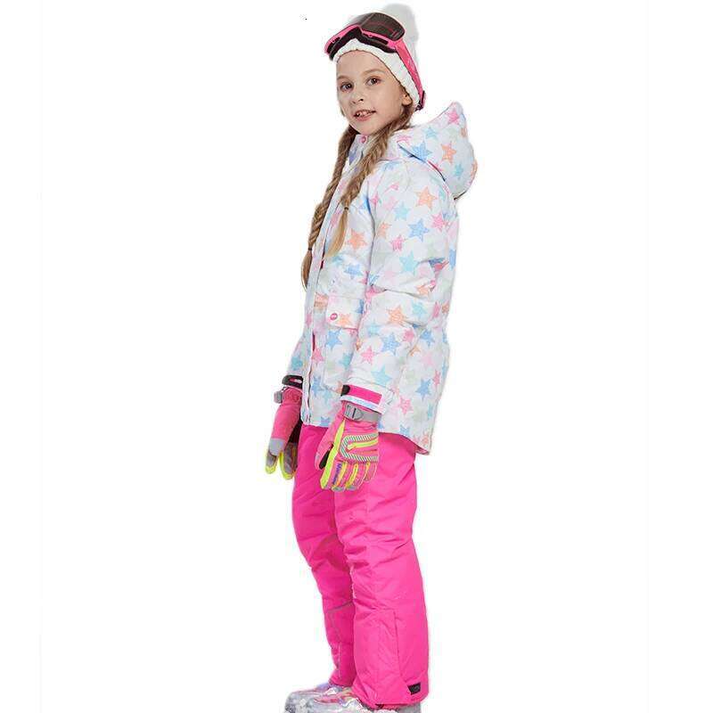 Detector Girl Ski Jacket And Pant Winter Warm Skiing Suit Windproof Removable Hood Outdoor Children Clothing Set Kids Snow Sets