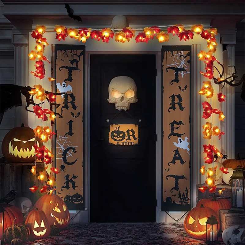 100Pcs Random Color Autumn Artificial Maple Leaf 2M 20LED Light String Garland Thanksgiving for Family Harvest Halloween Decor C250919