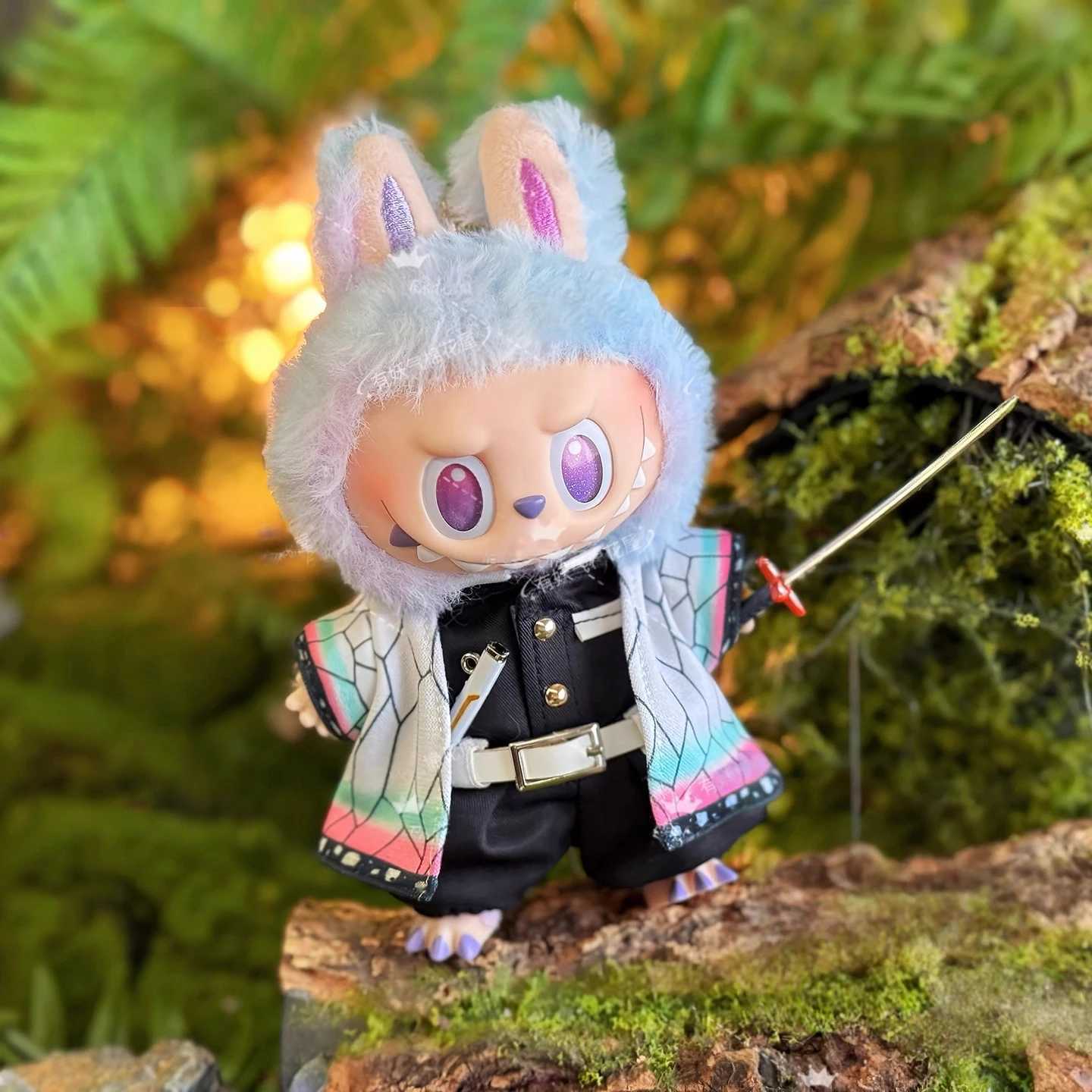 Only Clothes 17cm Labubu Doll Clothes Demon Sl ayer Tanjiro Cosplay Outfit Handmade Kimono Cape Plush Figure C250919