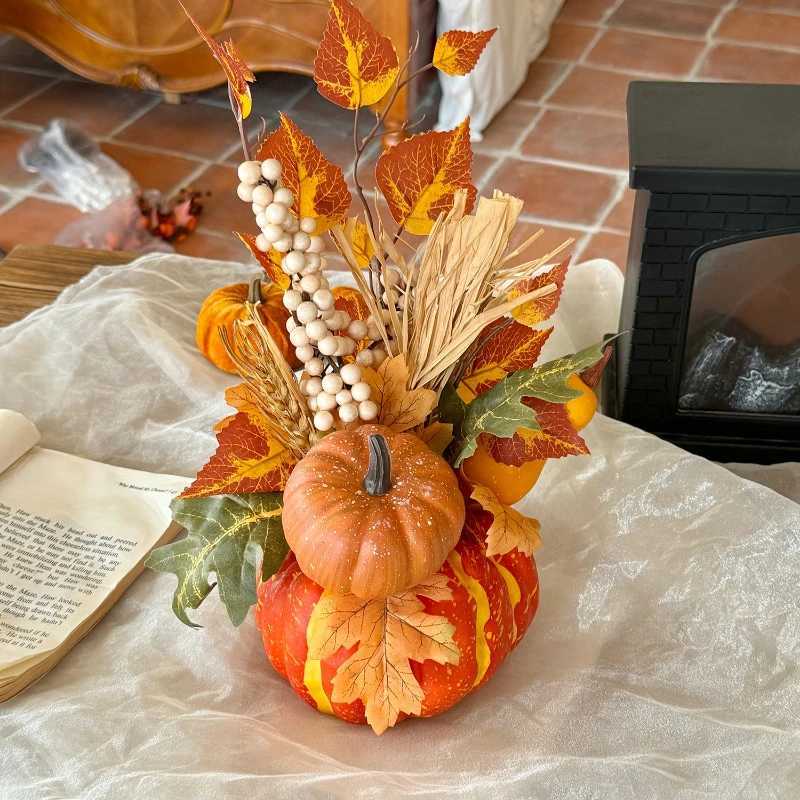 1pc Halloween decorations Pumpkin ornaments Artificial pumpkin maple leavesAutumn Party Harvest Festival Autumn home dcor props C250919