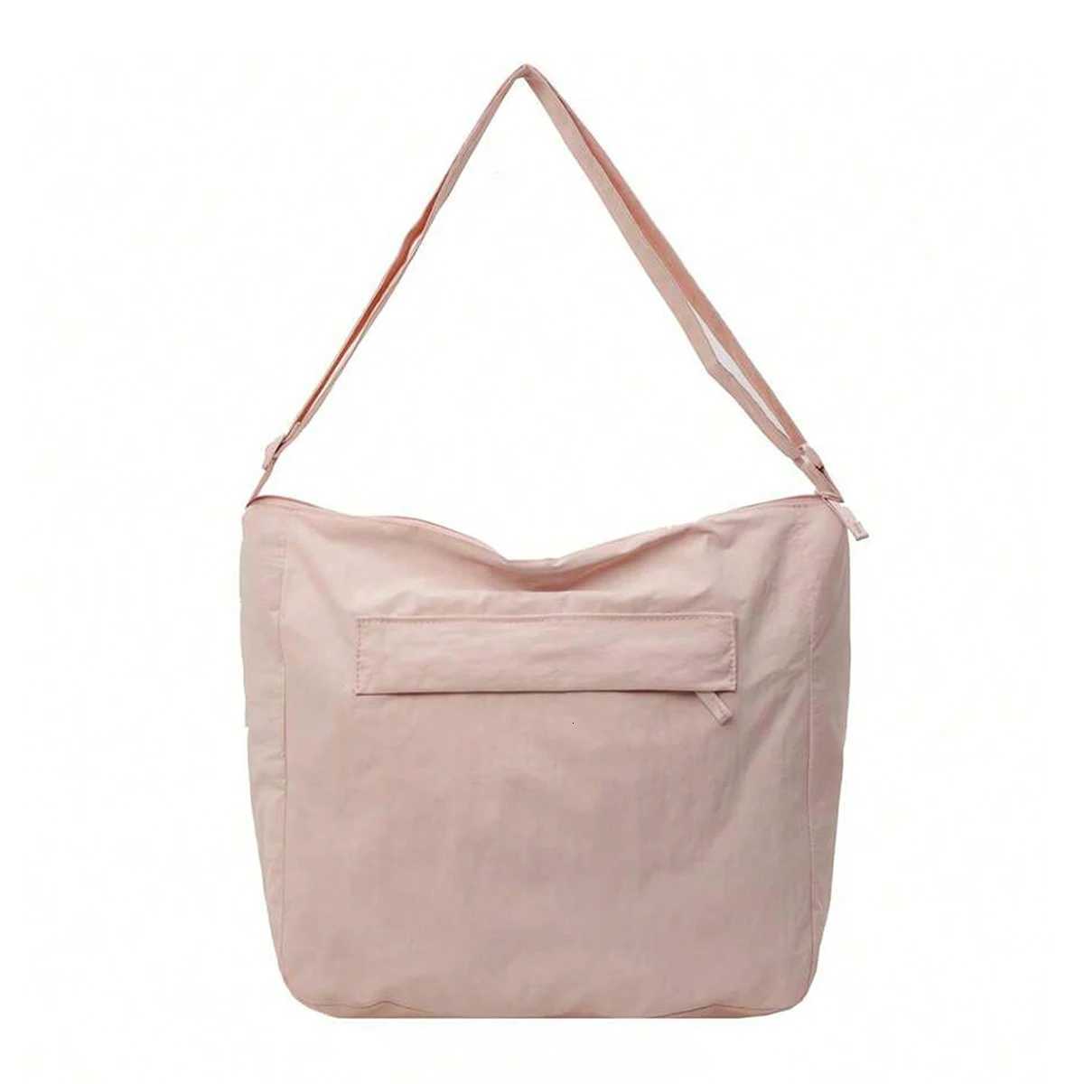 Simple nylon large capacity fashionable solid color messenger bag casual niche design versatile shoulder bagXJ250918