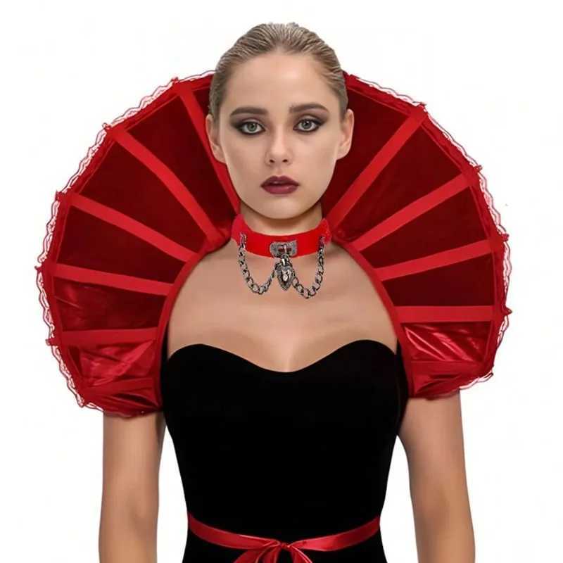 Gothic Vampire Cosplay Medieval Black Red Victorian Collar Cape for Women Role Play Halloween Carnival Costume Cloak Accessories L250918