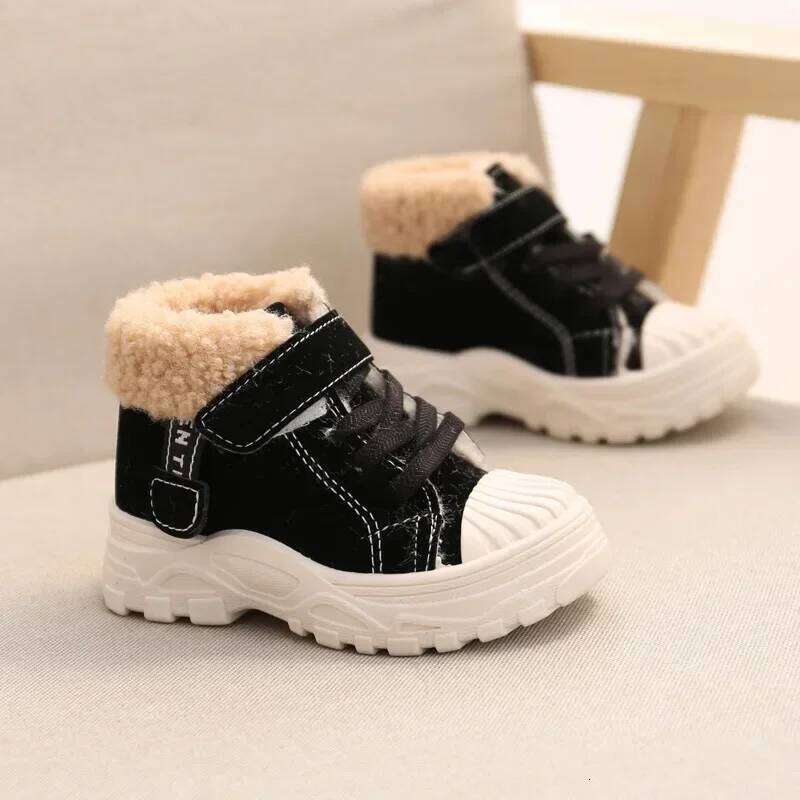 2021 Children Warm Winter New Boys Plus Thicken Veet Shoes Girls Waterproof Short Baby Cotton Boots