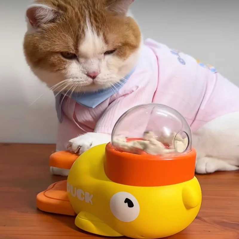 Cat Toys SelfPleasure and Boredom Relief Cat Stick Pet Snacks FreezeDried Little Yellow Duck Launcher Kitten Food Leakage Toy X250918