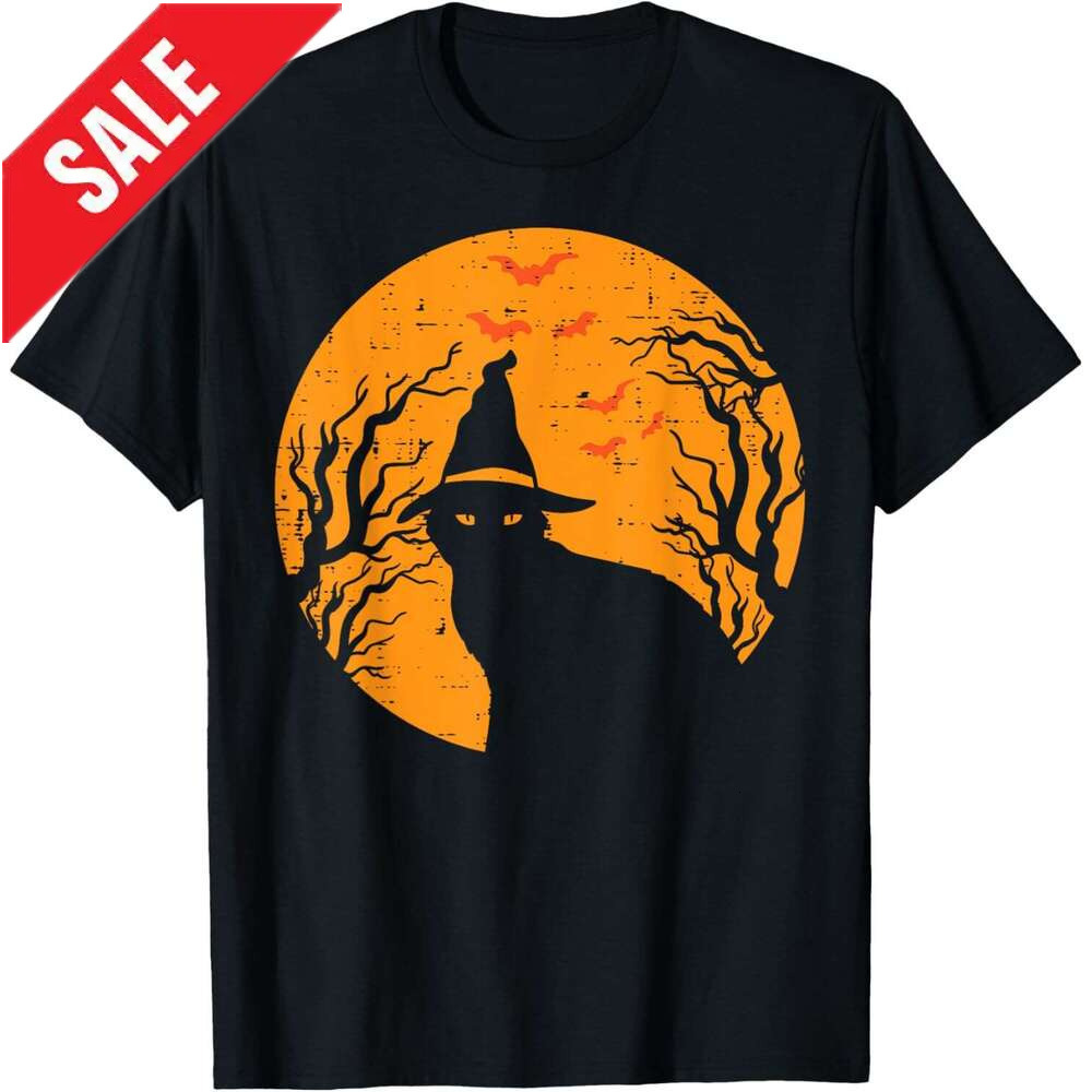 T shirt for Mens Black Cat WItch Full Moon Vintage Halloween Men Women Kids T-Shirt Shirts Tshirt Graphic Tee Casual Tops Clothes Short sleeve 2025