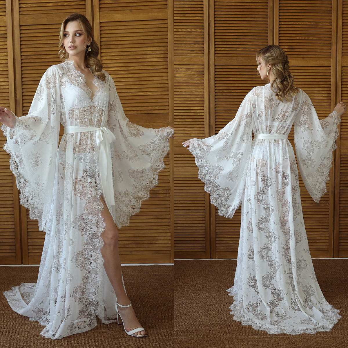 Elegant Women Robe Nightgown Bridal Pajamas Long sleeve Appliques Maternity Dressing Shower Gown for Photography Custom Made