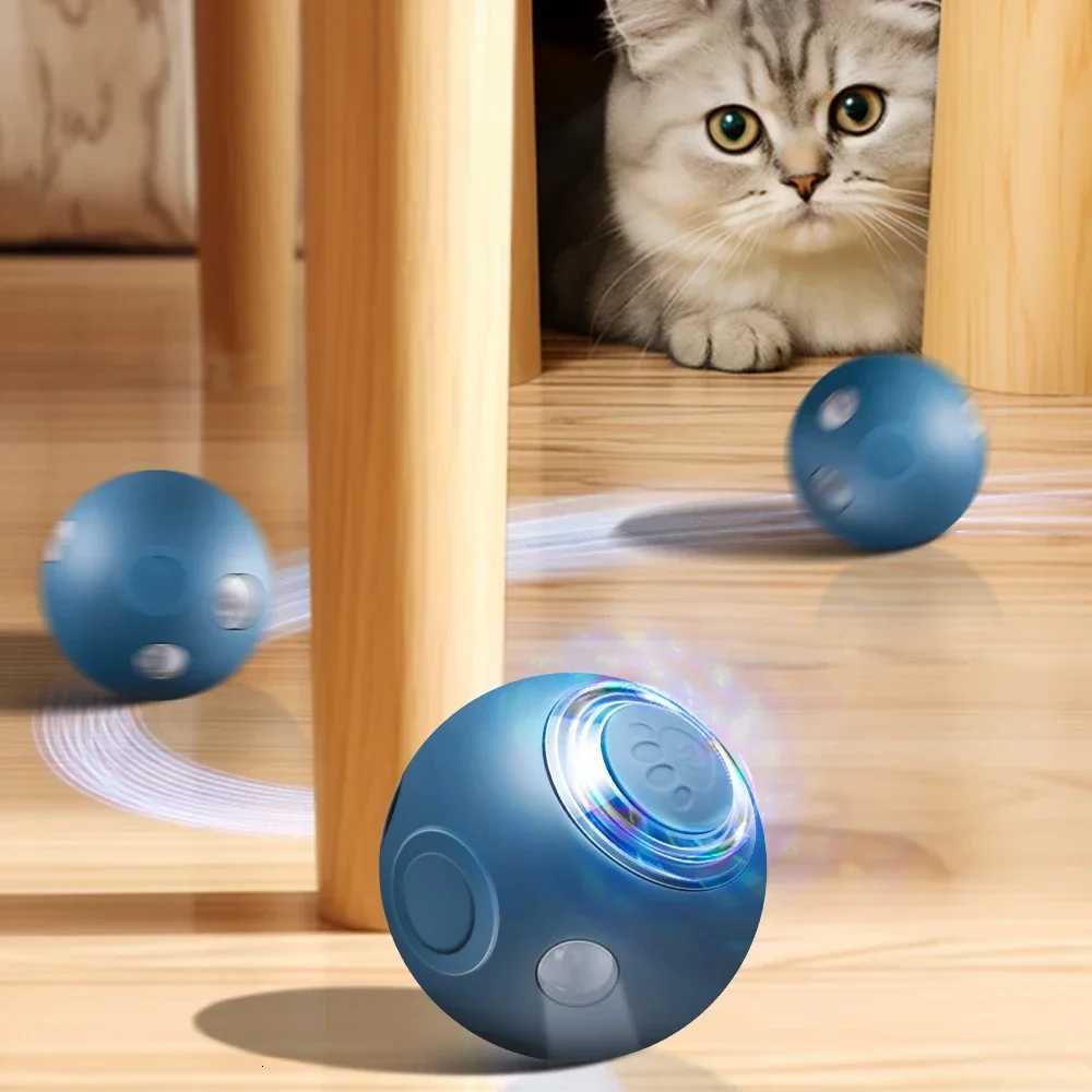 Smart Cat Toys Automatic Rolling Ball Electric Silicone AntiBite AntiFall Rotating Shine Interactive Pet Dog Toy X250918
