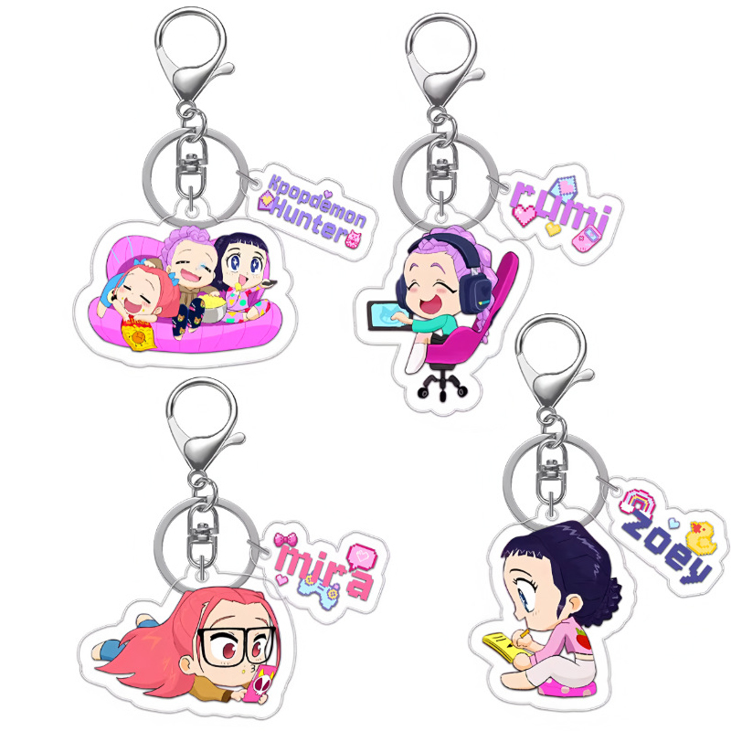 Kpop Demon Hunters K-POP peripheral finely Anime Pendant Keychains Holder Car Key Ring Mobile Phone Bag Hanging Cute Kawaii