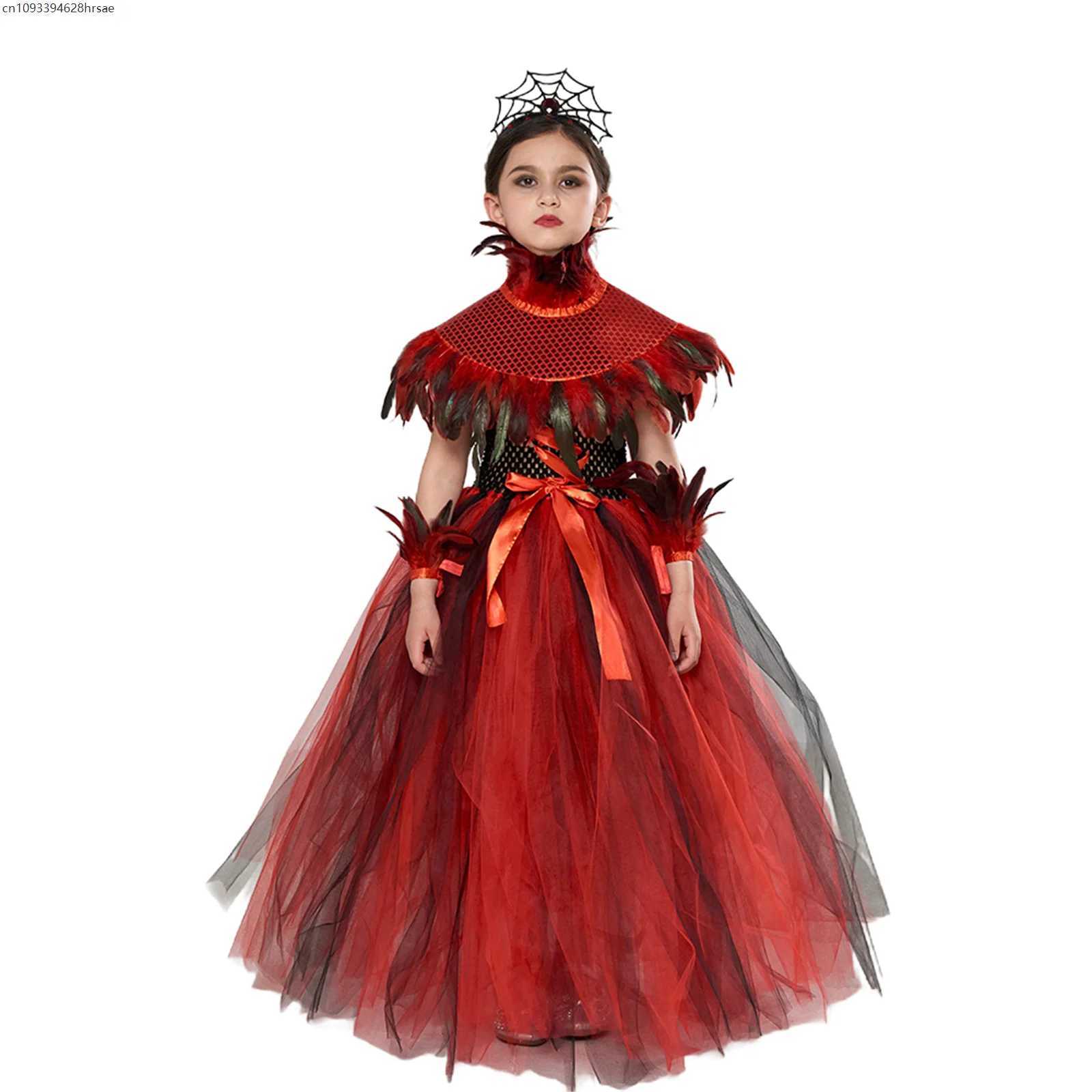 Girls Gothic Demon Evil Queen Vampire Carnival Party Cosplay Clothes children Witch Tutu Long Dress Halloween Disguise Costume L250918