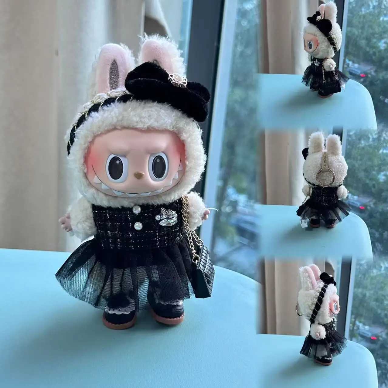 Clothes For Labubu 17cm The Monster Dolls Outfit Accessories Clothing DIY Kids Gift Black Camellia Dress Shoes HighQuality C250919