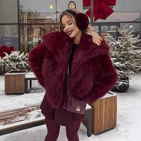 Autumn Winter New Coat Plus Size Women's Top Anti-Fox Fur Collar Short Style