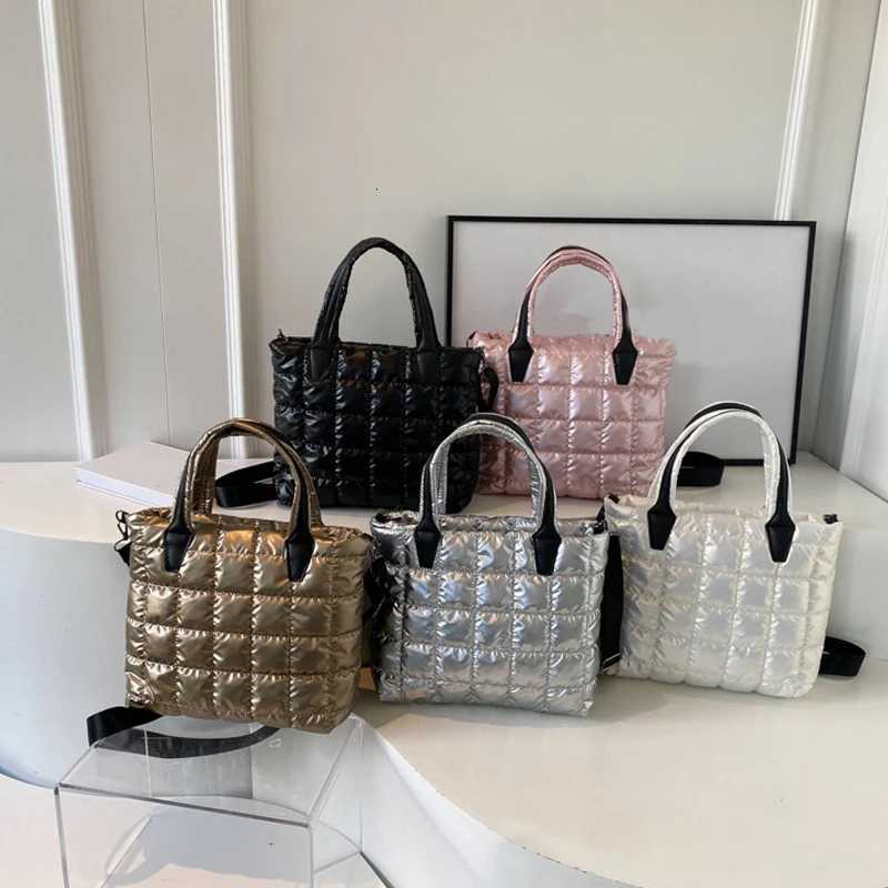 New Women Puffy Tote Bag PU Patent Leather Quilted Big Size Student Laptop Crossbody Bag Ladies Reusable Shopping Shoulder Bag Z250915