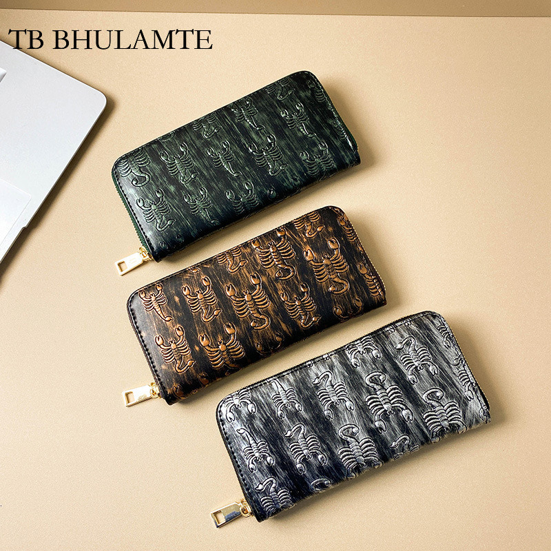 TB BHULAMTE Free Shipping Women's Wallet European And American Fashion Luxury Retro Handbag Scorpion Long Clutch Bag Designer Large Capacity Mone