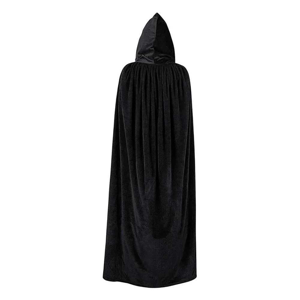 Unisex Hooded Halloween Cloak Grim Reaper Devil Witch Long Cape Stage Performance Props Halloween Party Cosplay Costume Decor L250918