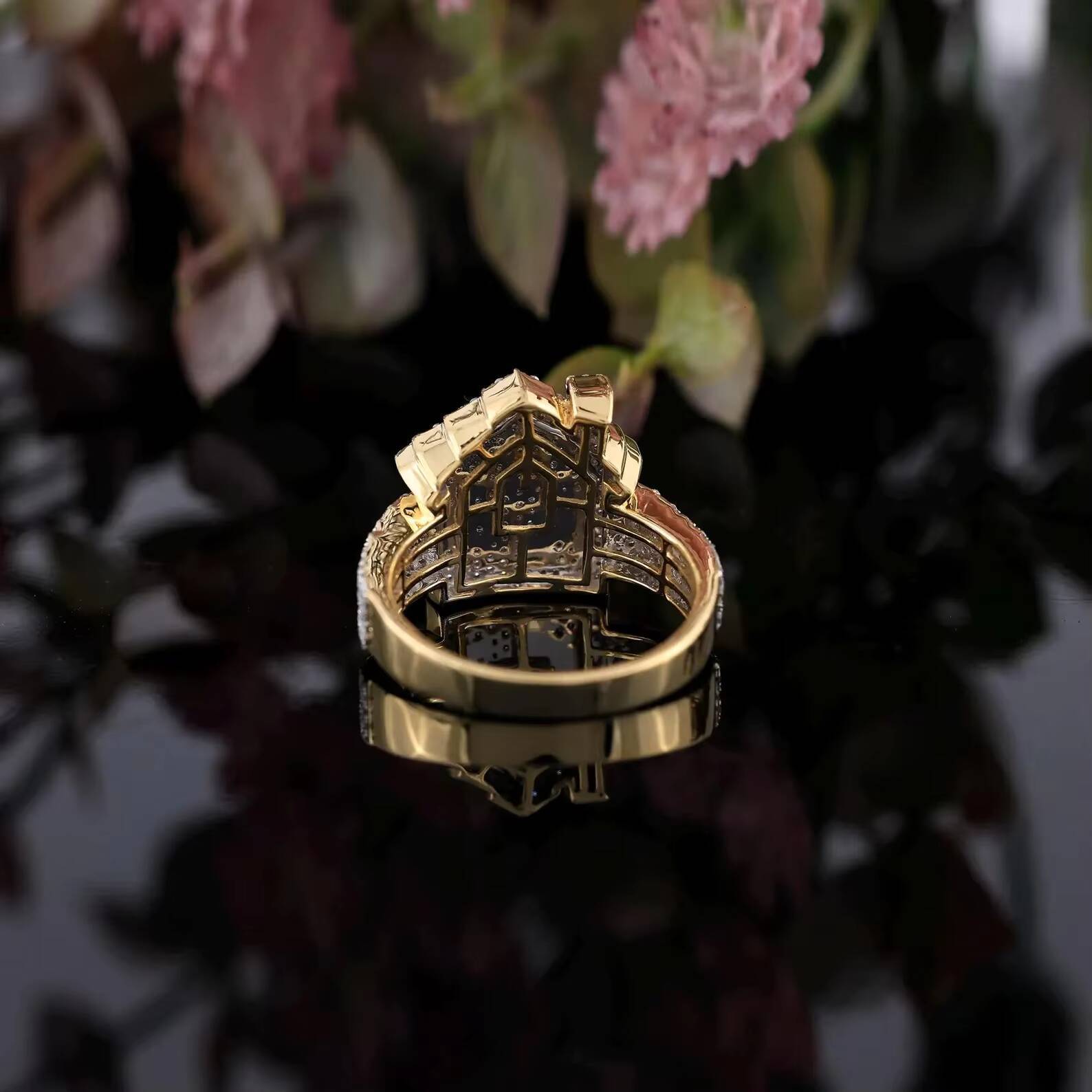 Trendy Design Round Brilliant Cut Moissanite Diamond Home Design Customized Hip Hop Style Iced Out Ring For Party from India