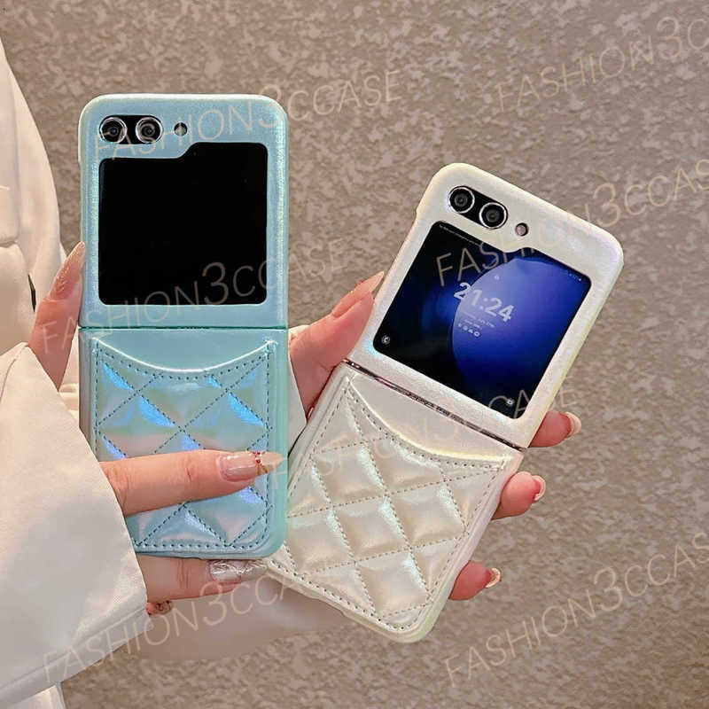 phone Cases designer for Samsung Galaxy ZFlip4/3 Folding Screen Phone Case ZFlip5 3D Diamond Card Insert Case Leather Case