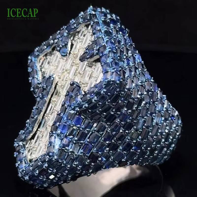 Latest Design 925 Sterling Silver Ring High Quality Handmade Iced Out Moissanite Ring Diamond Engagement Ring for Men and Women