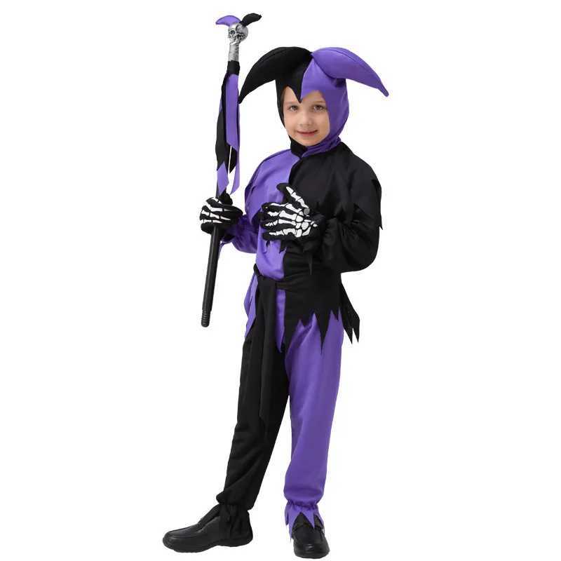 Skull Devil Costumes Purple Black Halloween Cosplay For Boys Clown Suit Carnival Costumes L250918