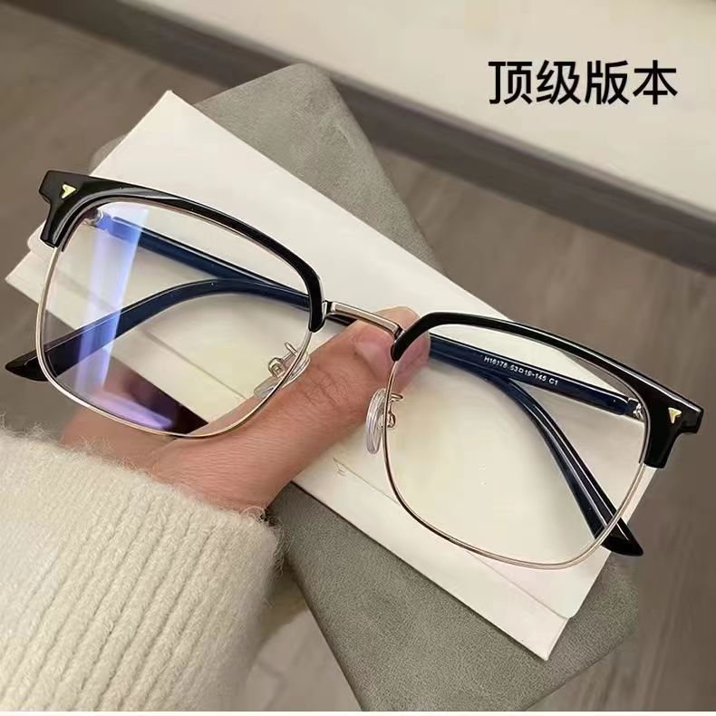 High Definition Prescription Glasses Eye Protecting Glasses Blue Light Womens Retro EyebrowStyle Frames Fashionable HalfFrames for Men Sunglasses Fram