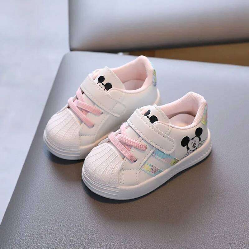 White Casual For Baby Boy Girl Brand Children Sneaker Mouse Kids Toddler Walking Shoes Size 15-25