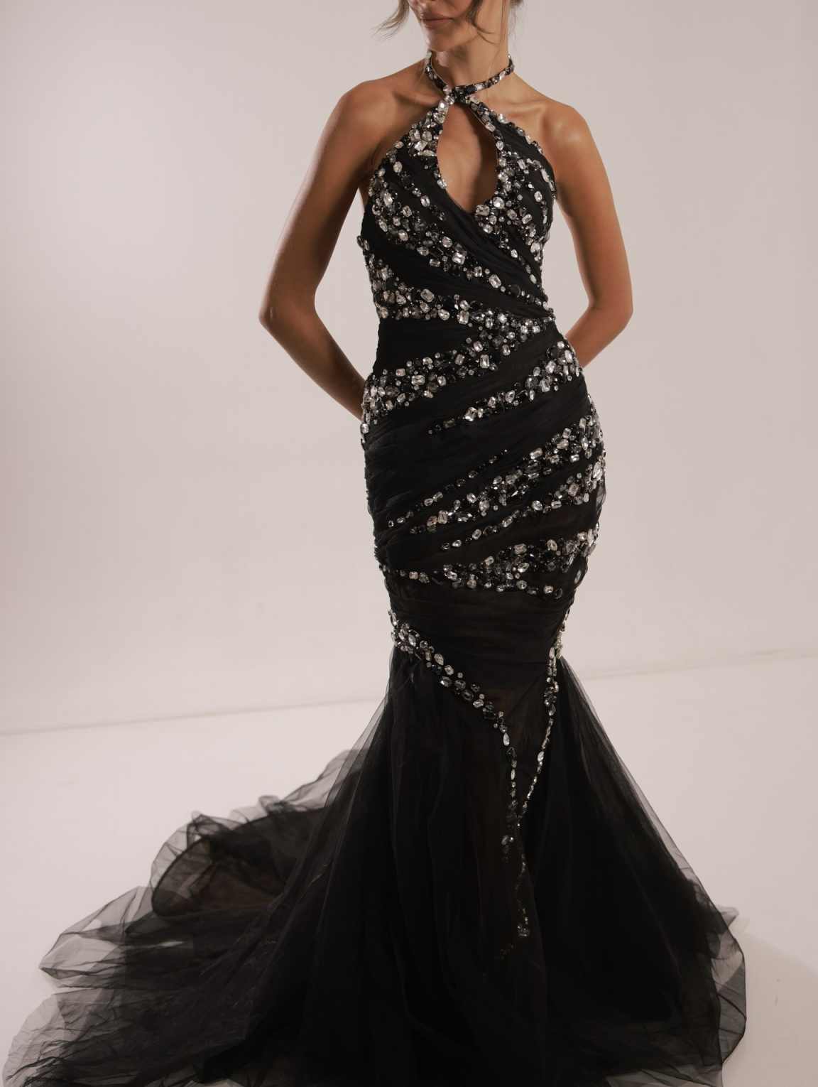 Sexy Halter Mermaid Prom Dress Big Crystal Beads Evening Night Gowns Elegant Formal Party Dresses Customized