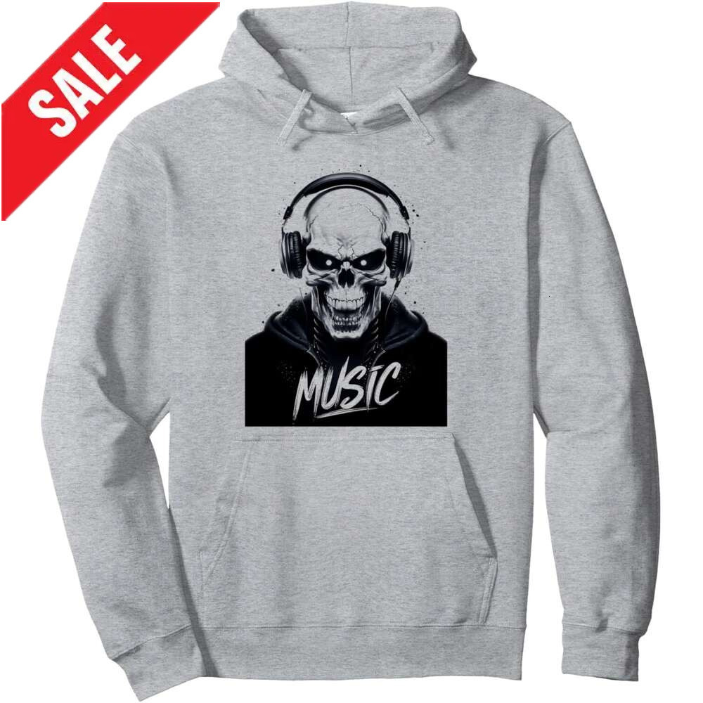 Halloween Hoodie for Mens Womens Music Skull Headphones Rock Metal Gifts Graphic Tees Pullover Hoodie Hoodies sweatshirt pullover jacket Long sleeve 2