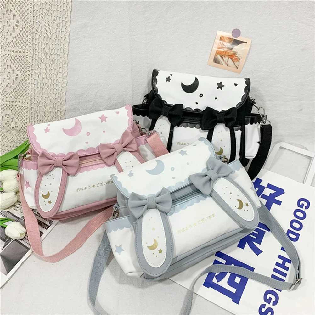 Women Lolita Bow Tie Fashion Shoulder Bags Japanese Style Cute Rabbit Crossbody Bag Girls Kawaii Satchel Bag Sweet Messenger BagXJ250918