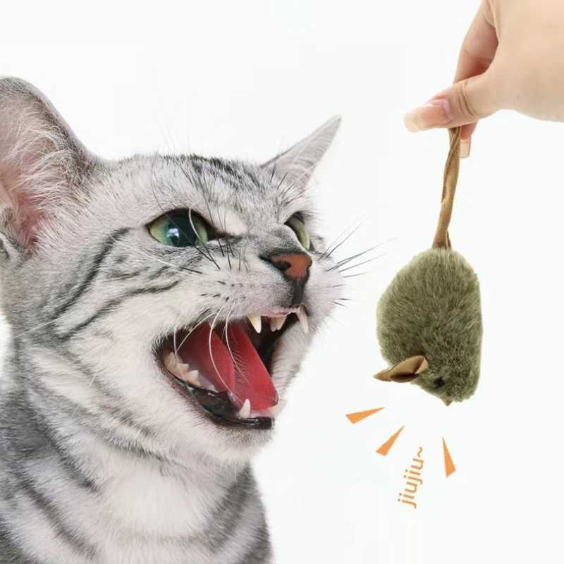 Cat Chew Plush Mouse Toy Interactive Squeaky Imitation Mouse Bite Resistant Kitten Toy Teeth Cleaning Cat Toy Accessories X250918