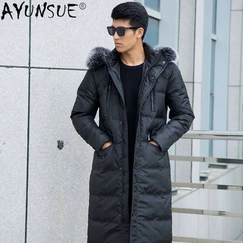 AYUNSUE Down Jacket Men's Clothing Winter Coat Men Thick Parkas Big Fox Fur Collar Clothes 5XL 8XL Large Size Jackets Ropa LXR