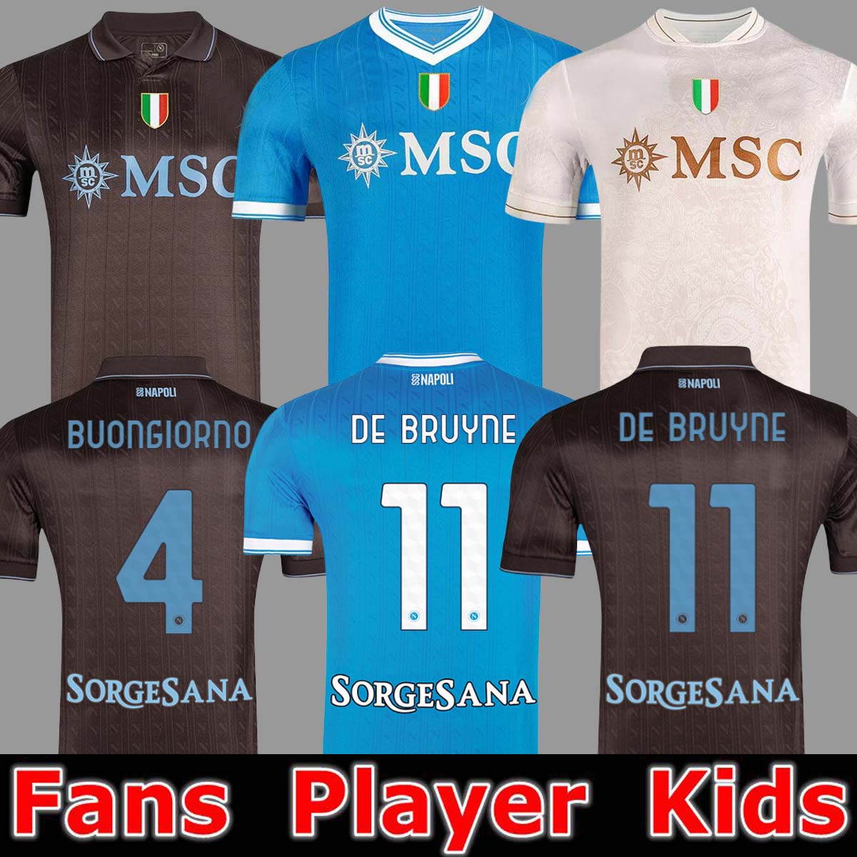 2025 2026 Napoli Soccer Jersey 2025 BUONGIORNO NERES OSIMHEN RRAHMANI LUKAKU Uniform Mens SIMEONE POLITANO DI LORENZO DE BRUYNE RASPADORI ANGUISSA Shirt Kids