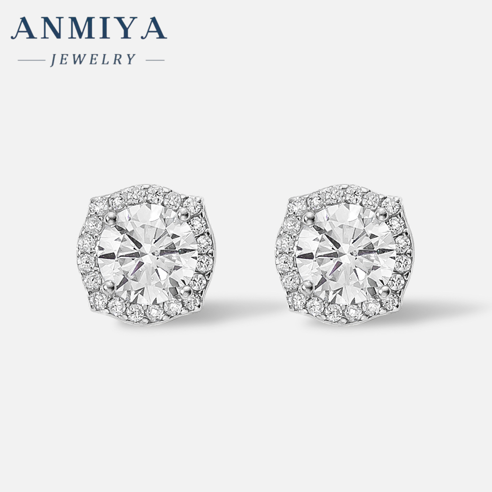 Trendy Dainty Jewelry Minimalist Bling 925 Sterling Silver Big 5A Zircon Custom Designer Fashion Stud Earrings