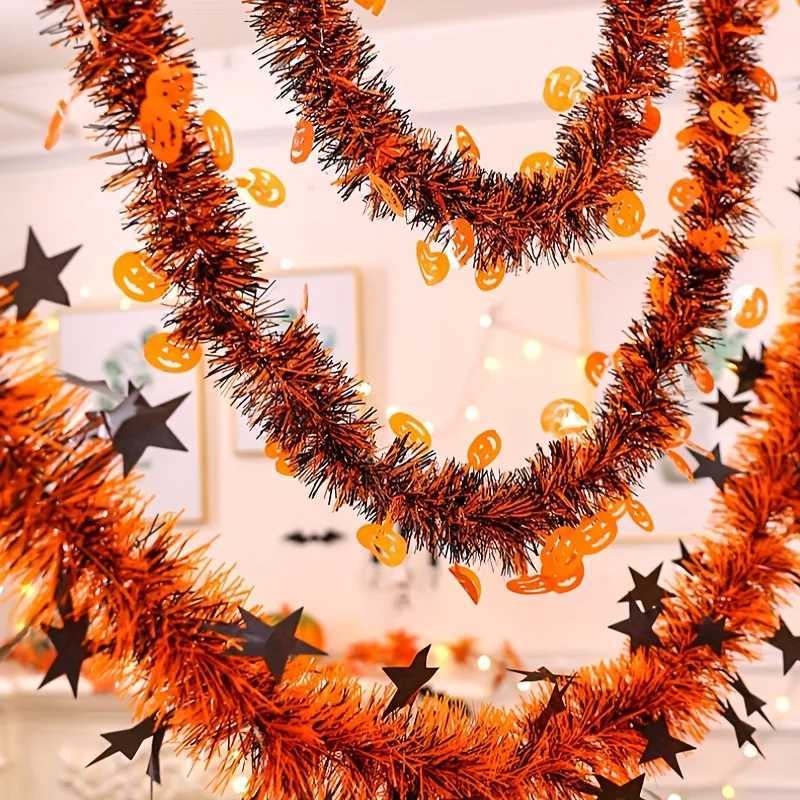 1pc 787in Halloween Decorative Streamers Festival Garland Pumpkin and Spider Theme Decor for Halloween and Christmas Parties C250919