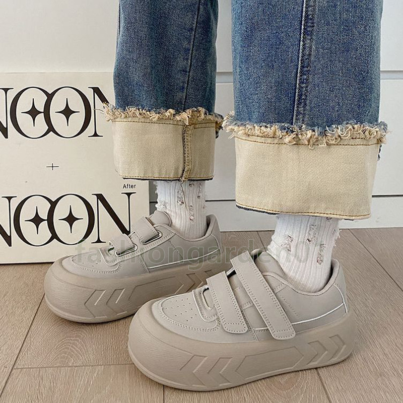 New womens trainers Breathable running shoes Hook & Loop black white blue Durable Non-slip Chunky sole casual sneakers size 35-40