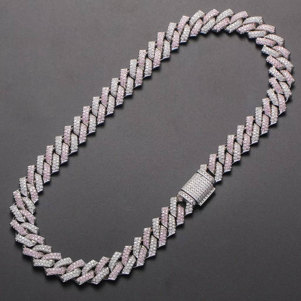 Wholesale Hip Hop Jewelry White Gold Plated Cuban Mens Chain Cuban Cz Chain Clasp Cuban Chains Necklace