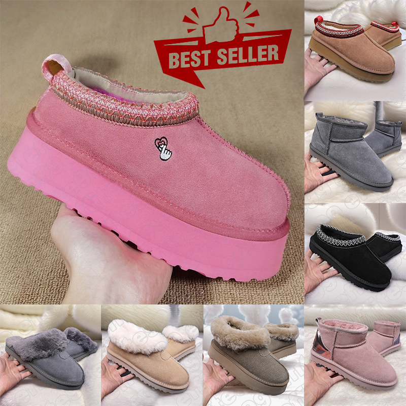 free shipping women tasman tazz slippers sandals slides mule platform slipper khaki grey brown black pink red mini ankle snow boots warm seed clogs fur shoes 35-45