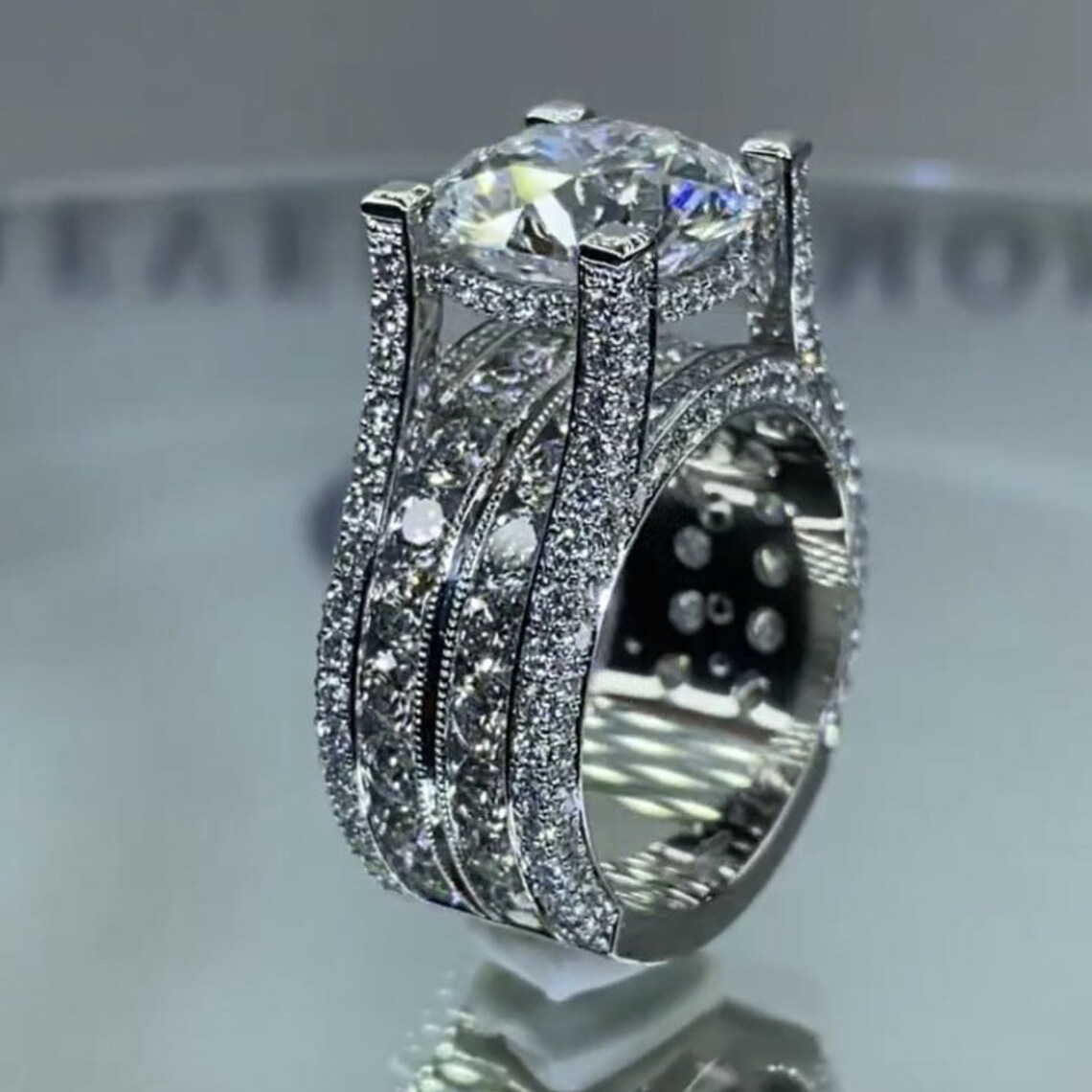 Solitaire Ring Women's Round Zircon Ring Vintage Square Crystal Rings Designer Diamond Rings Fashion Wedding Jewelry