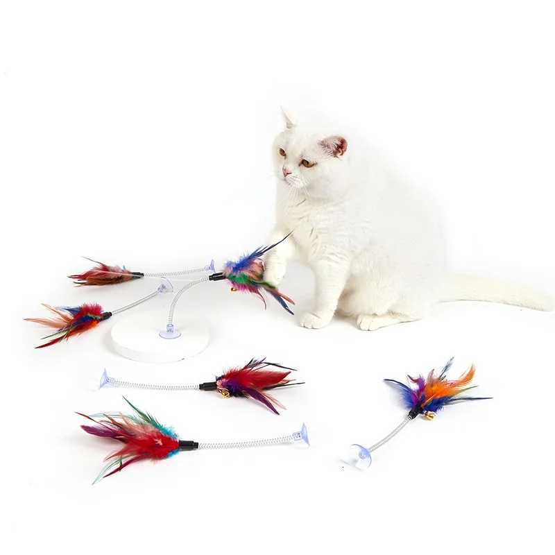 Spring Cat Toy Interactive Suction Cup with Spring Mouse Feather Pet Toy Random Color Cat Accessories X250918