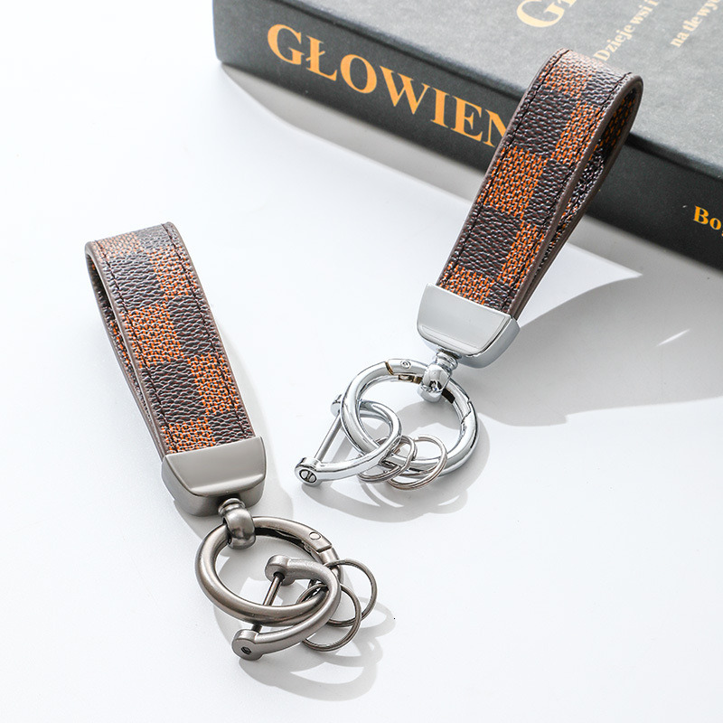 Trendy Brand Presbyopic Keychain Key Ring Car Waist Hanging Unisex Leather Rope Pendant