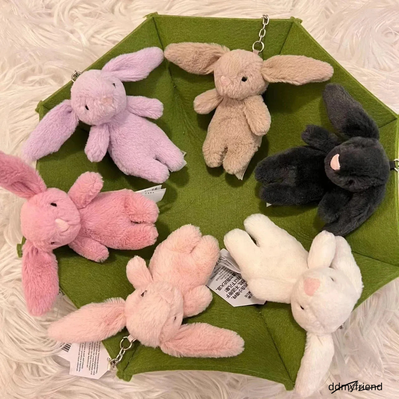 Stuffed Animals Cute Cartoon Rabbit Love Pompom Trinket Toy Girl Bag Car Keychain Mobile Phone Pendant Jewelry Gift 250708 ddmyfriend