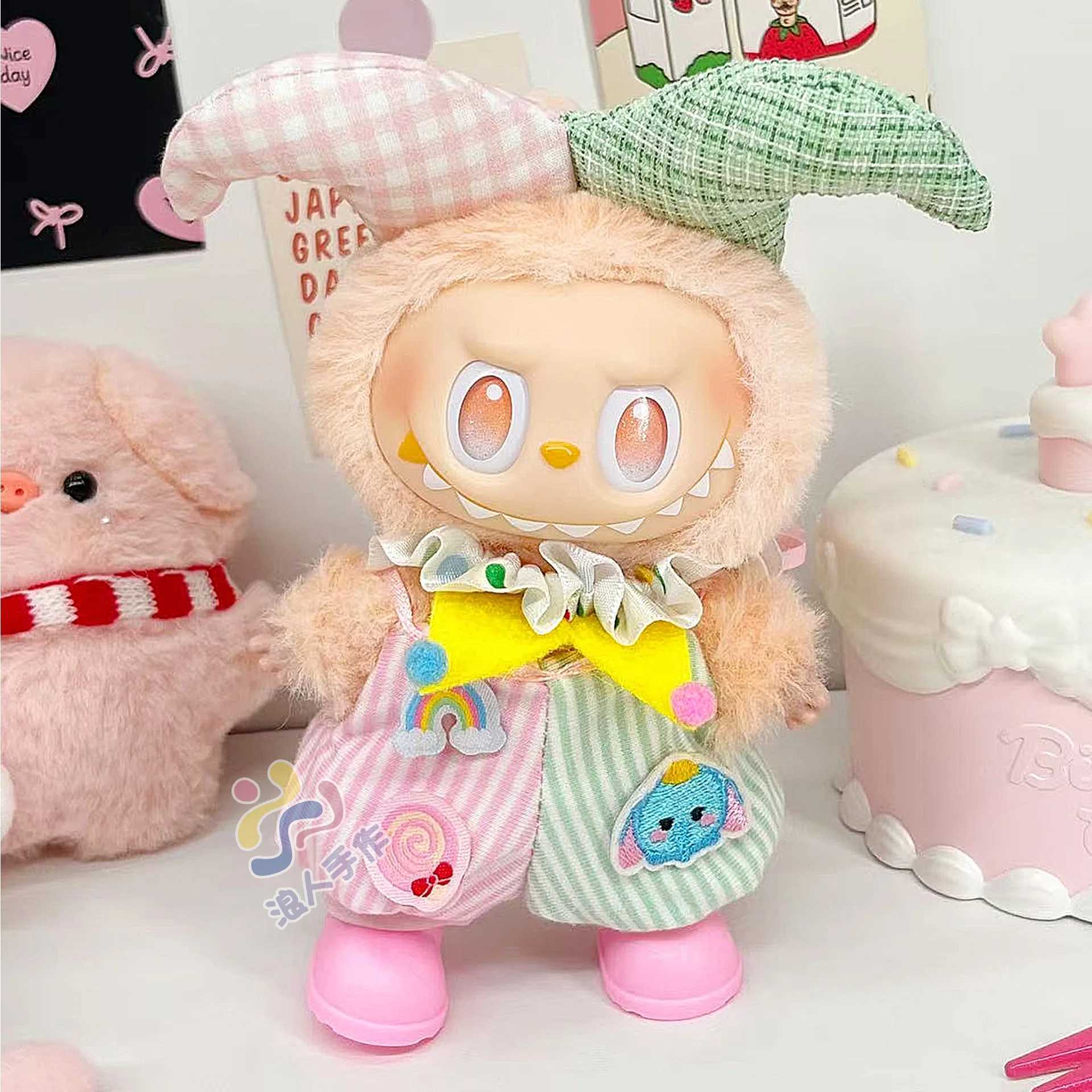 For labubu v1v2v3 clothes baby clothes colored ball clown suit Dolls Clothing Labubu Outfit Accessories C250919