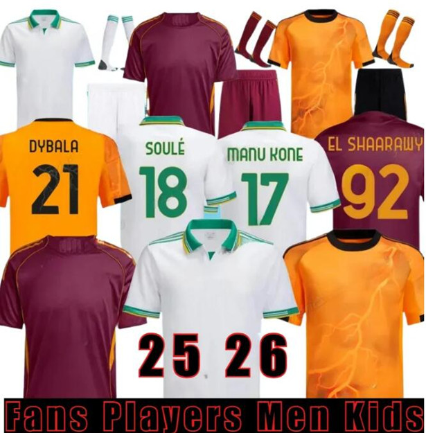 25 26 Maglia Roma Third Soccer Jerseys 2025 2026 PELLEGRINI home Away Pellegrini KONE CRISTANTE Dovbyk DYBALA Football Jersey Shirts fans Men Kids Kit