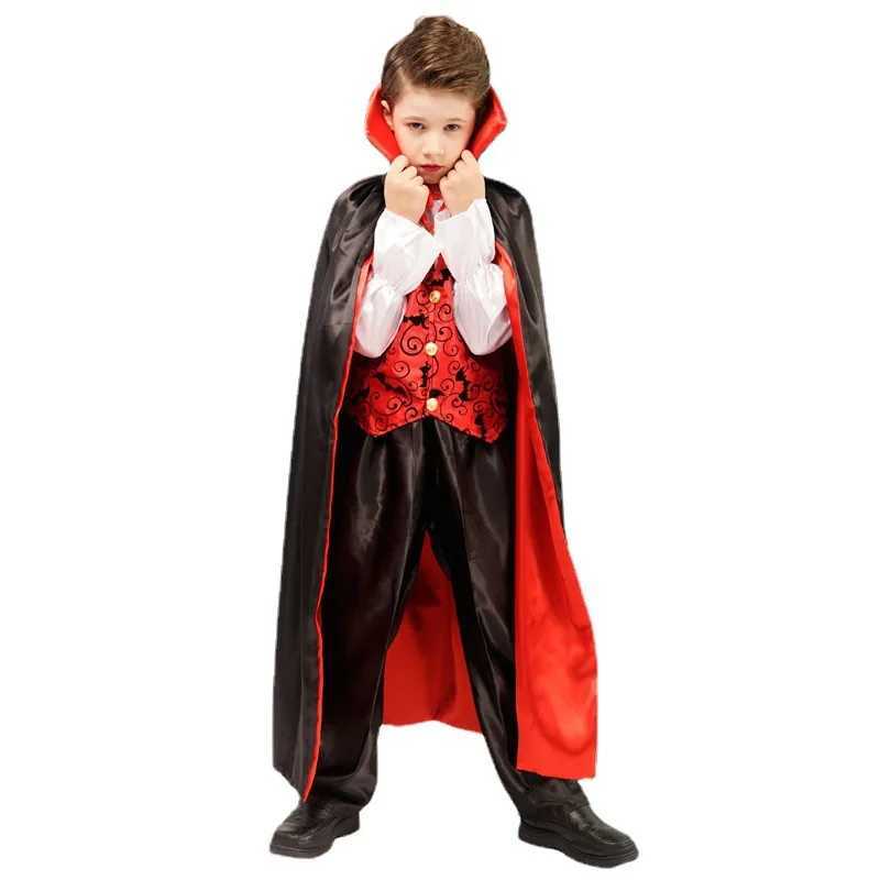 Halloween Children Cosplay Vampire Costume Horror Holiday Party Carnival Funny Clothes Boy Black Stage Costume Cloak Suit L250918