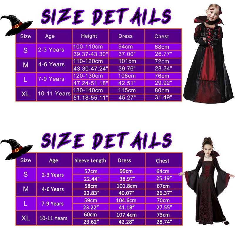 Girls Halloween Costume Vampire Dress Up Child Vampiress False Teeth Role Play Carnival Party Cosplay Outfits with Stickers L250918