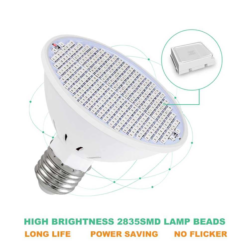 126 200 300 Leds Led Grow Light E27 220V Full Spectrum Phyto Lamp Plant Bulb Growth Light Hydroponics Greenhouse Lamp Grow Tent C250919